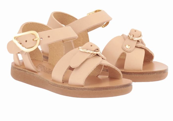 Kids' Ancient Greek Sandals Little Vasso Soft Casual Sandals Beige | RRE8436MQ