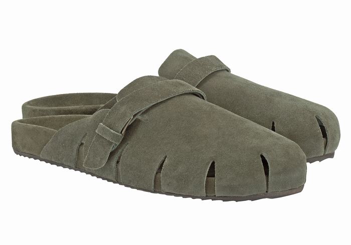 Men Ancient Greek Sandals Atlas Slippers Dark Green | NGS6384XE