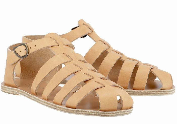 Men Ancient Greek Sandals Homer Fisherman Sandals Beige | GVY7486UQ