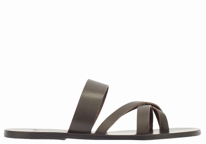 Men Ancient Greek Sandals Jason Slide Sandals Chocolate | UBS5636WE