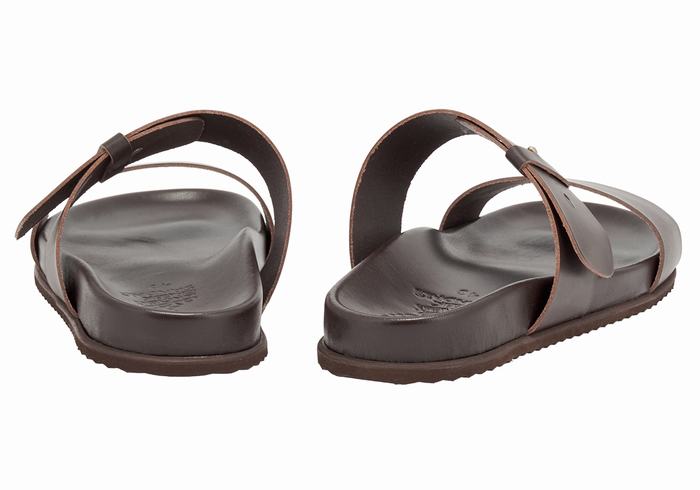 Men Ancient Greek Sandals Kimon Slide Sandals Chocolate | OKK1693OK