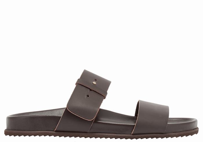 Men Ancient Greek Sandals Kimon Slide Sandals Chocolate | OKK1693OK