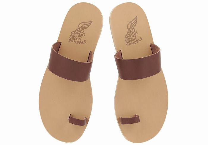 Men Ancient Greek Sandals Thalos Toe-Post Sandals Coffee | FNN8121KM