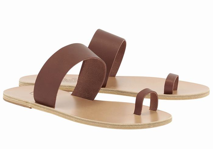 Men Ancient Greek Sandals Thalos Toe-Post Sandals Coffee | FNN8121KM