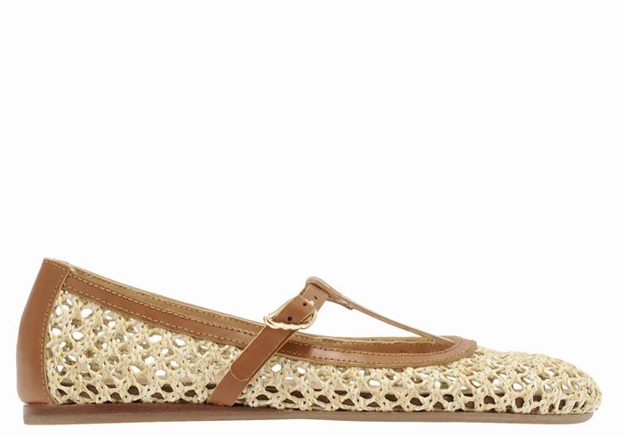 Women Ancient Greek Sandals Aerati Ballerina Beige Brown | SKL7523TC