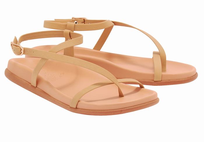 Women Ancient Greek Sandals Aimilia Back-Strap Sandals Beige | OXW908TQ