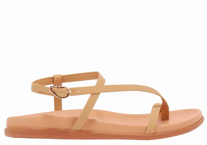 Women Ancient Greek Sandals Aimilia Back-Strap Sandals Beige | OXW908TQ