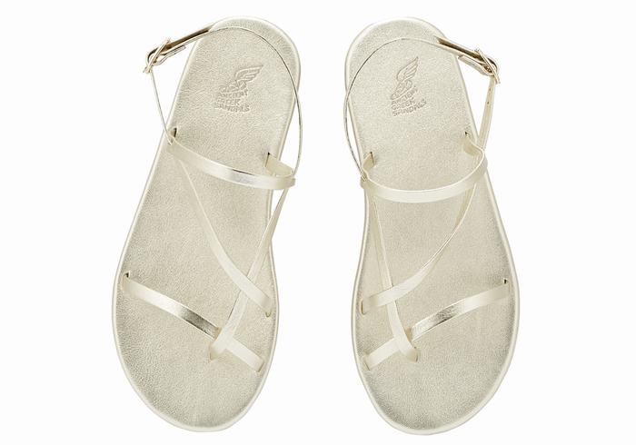 Women Ancient Greek Sandals Alethea Back-Strap Sandals Gold White | ZGB3183CI