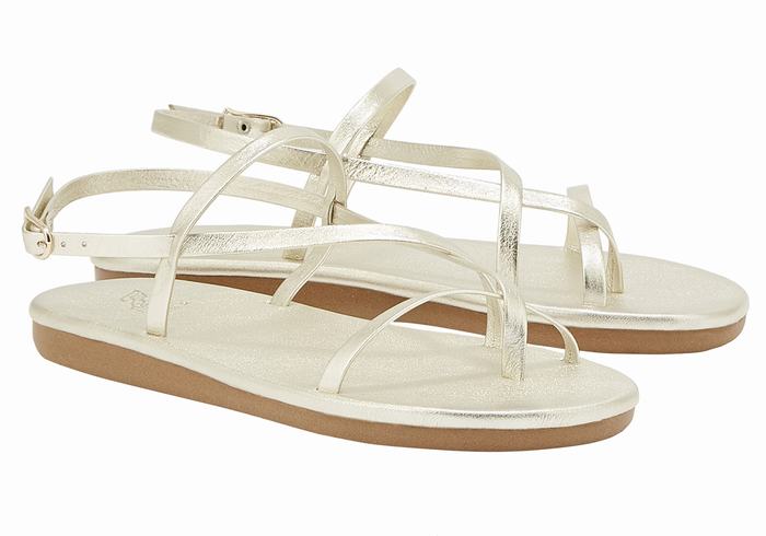 Women Ancient Greek Sandals Alethea Back-Strap Sandals Gold White | ZGB3183CI