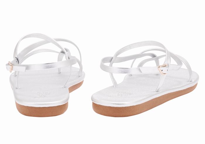 Women Ancient Greek Sandals Alethea Back-Strap Sandals Silver | NRR3112PY