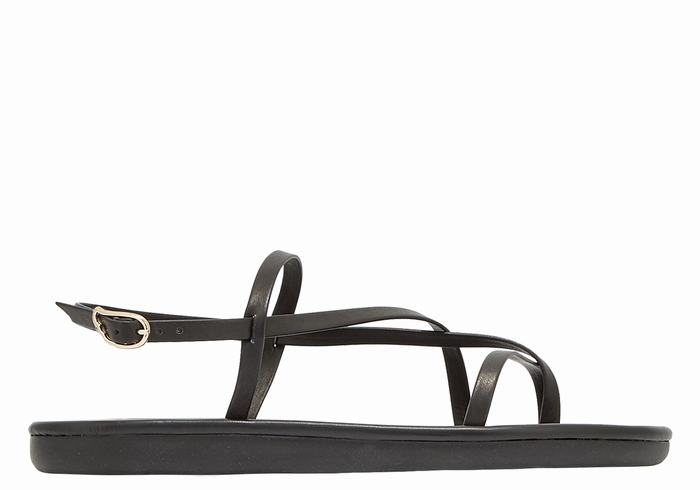 Women Ancient Greek Sandals Alethea Back-Strap Sandals Black | UPI6464MY