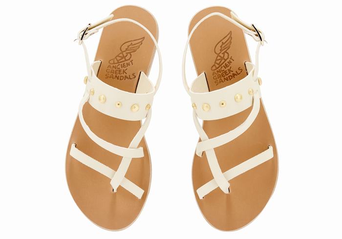 Women Ancient Greek Sandals Alethea Bee Back-Strap Sandals White | ZUJ5168IC