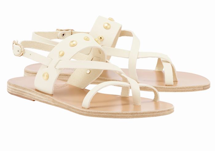 Women Ancient Greek Sandals Alethea Bee Back-Strap Sandals White | ZUJ5168IC