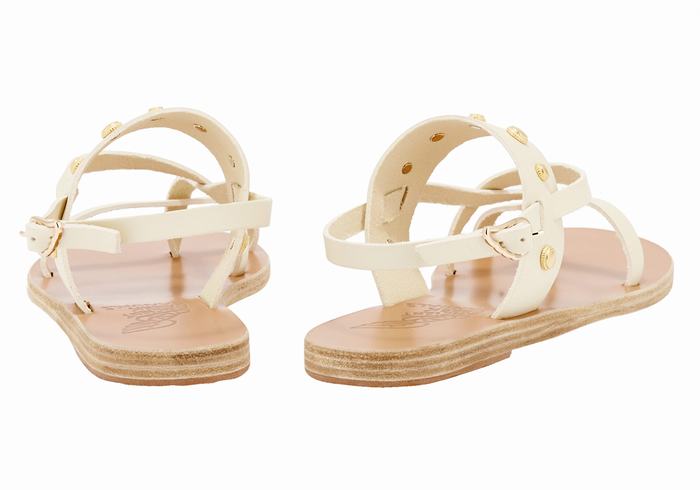 Women Ancient Greek Sandals Alethea Bee Back-Strap Sandals White | ZUJ5168IC