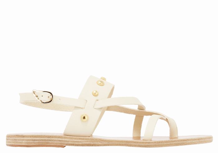 Women Ancient Greek Sandals Alethea Bee Back-Strap Sandals White | ZUJ5168IC