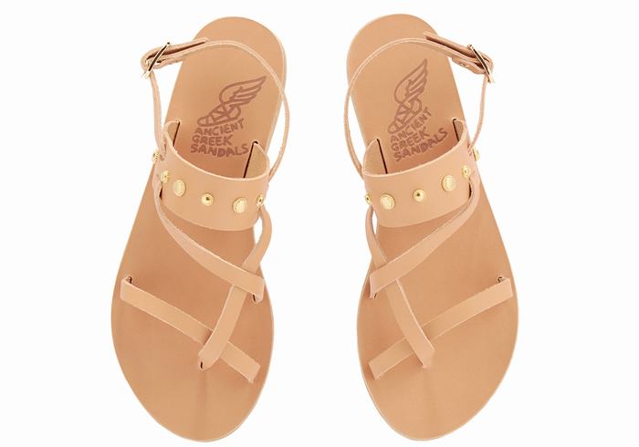 Women Ancient Greek Sandals Alethea Bee Back-Strap Sandals Beige | YYX6342PI