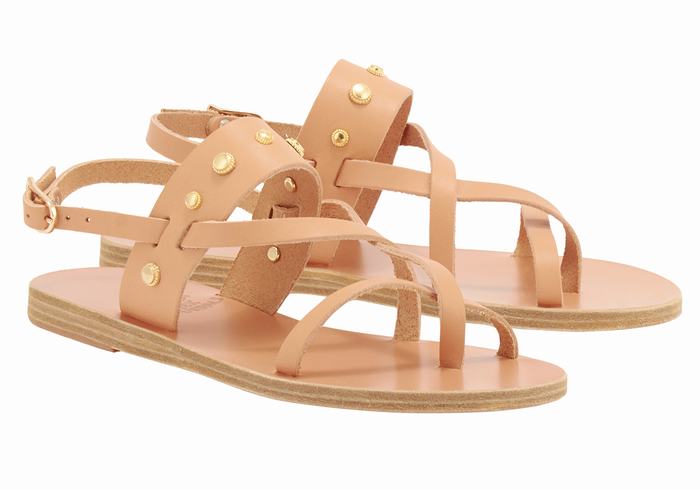 Women Ancient Greek Sandals Alethea Bee Back-Strap Sandals Beige | YYX6342PI