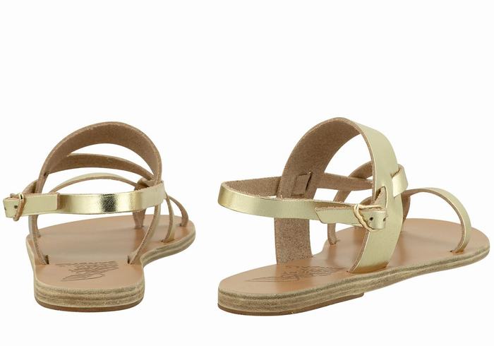 Women Ancient Greek Sandals Alethea Leather Back-Strap Sandals Gold White | XSY9040GP