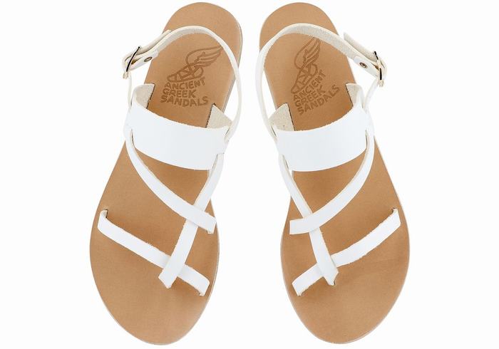 Women Ancient Greek Sandals Alethea Leather Back-Strap Sandals White | XSF8370MP