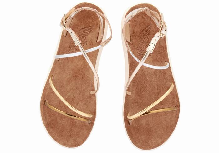 Women Ancient Greek Sandals Anastasia Comfort Ankle Strap Sandals White | TDL1153YW