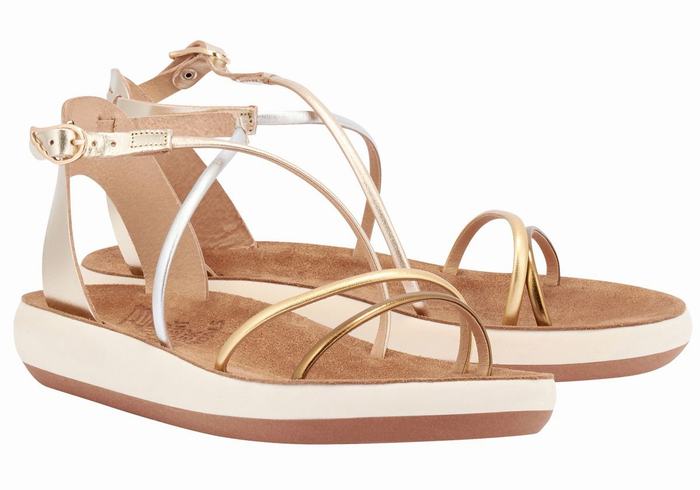 Women Ancient Greek Sandals Anastasia Comfort Ankle Strap Sandals White | TDL1153YW