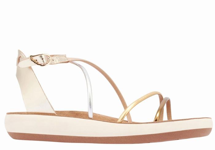 Women Ancient Greek Sandals Anastasia Comfort Ankle Strap Sandals White | TDL1153YW