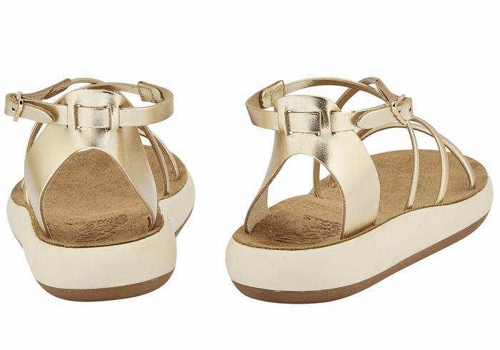 Women Ancient Greek Sandals Anastasia Comfort Ankle Strap Sandals Gold White | DKQ9693PX