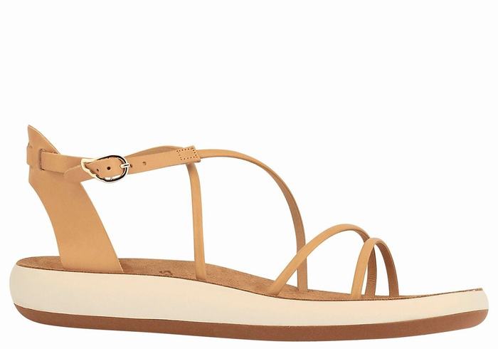 Women Ancient Greek Sandals Anastasia Comfort Ankle Strap Sandals Beige | NEM9637ER