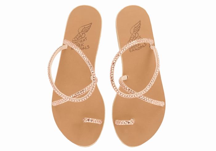 Women Ancient Greek Sandals Apli Eleftheria Toe-Post Sandals Rose Gold | EAG2698XE