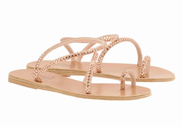 Women Ancient Greek Sandals Apli Eleftheria Toe-Post Sandals Rose Gold | EAG2698XE