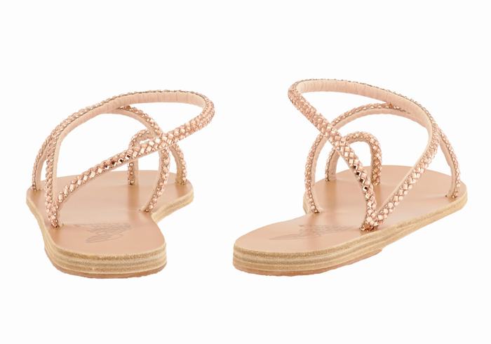 Women Ancient Greek Sandals Apli Eleftheria Toe-Post Sandals Rose Gold | EAG2698XE