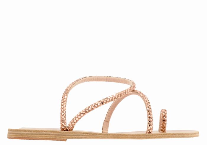 Women Ancient Greek Sandals Apli Eleftheria Toe-Post Sandals Rose Gold | EAG2698XE