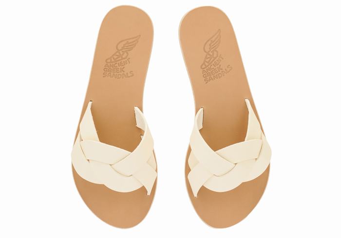 Women Ancient Greek Sandals Arachne Slide Sandals White | TPT3719QQ