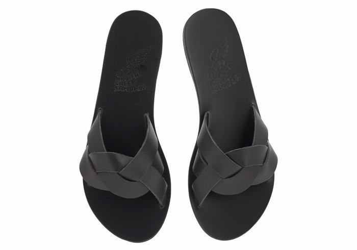 Women Ancient Greek Sandals Arachne Slide Sandals Black | RLW5666XA