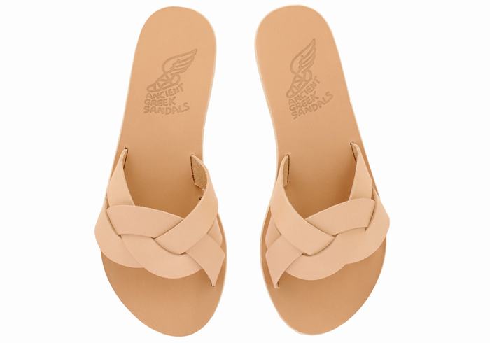 Women Ancient Greek Sandals Arachne Slide Sandals Beige | RHU5562BH