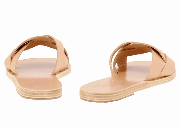 Women Ancient Greek Sandals Arachne Slide Sandals Beige | RHU5562BH