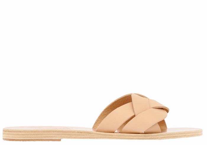 Women Ancient Greek Sandals Arachne Slide Sandals Beige | RHU5562BH