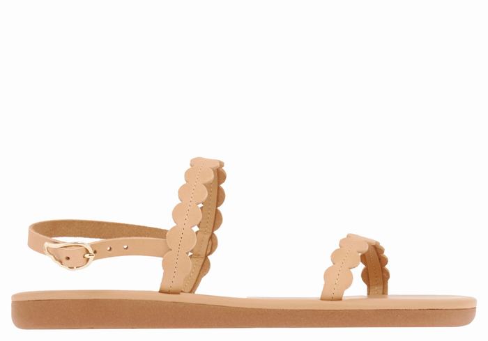 Women Ancient Greek Sandals Aroula Back-Strap Sandals Beige | WZV7862PS