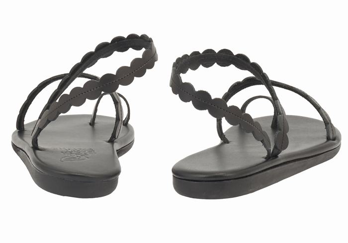 Women Ancient Greek Sandals Aura Toe-Post Sandals Black | XYS2354IY