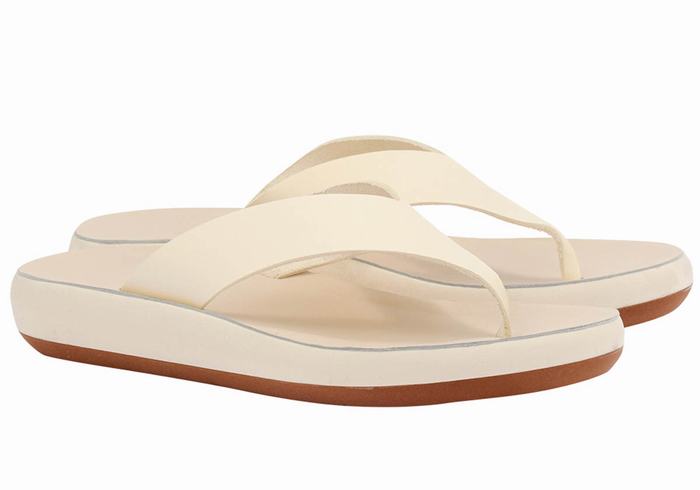 Women Ancient Greek Sandals Charys Comfort Flip Flops White | XGN4631FX