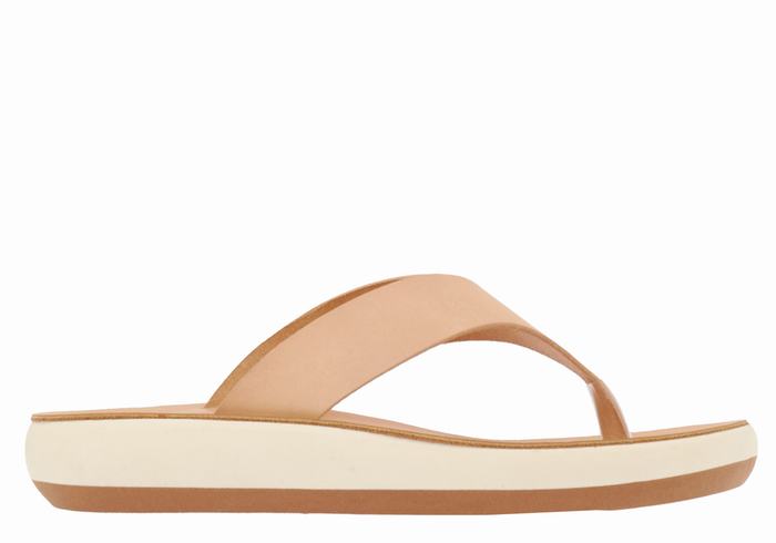 Women Ancient Greek Sandals Charys Comfort Flip Flops Beige | EIG6172QQ