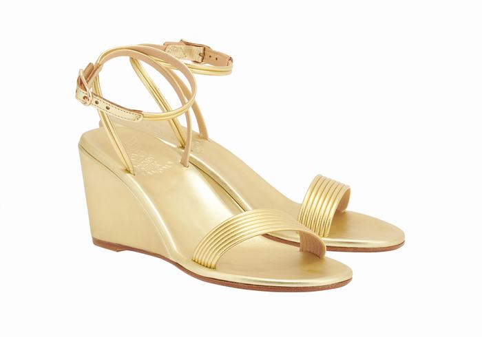 Women Ancient Greek Sandals Chrismos Wedge Sandals Gold | GNF941VJ