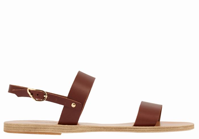 Women Ancient Greek Sandals Clio Back-Strap Sandals Coffee | TRI3248KO