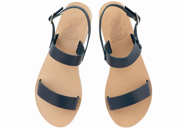 Women Ancient Greek Sandals Clio Back-Strap Sandals Dark Blue | QAN6386UZ