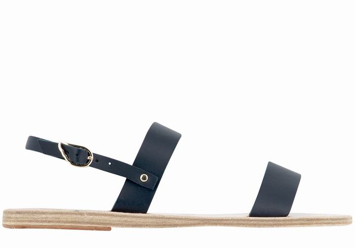 Women Ancient Greek Sandals Clio Back-Strap Sandals Dark Blue | QAN6386UZ