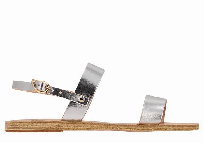 Women Ancient Greek Sandals Clio Back-Strap Sandals Silver | EOG10069KY