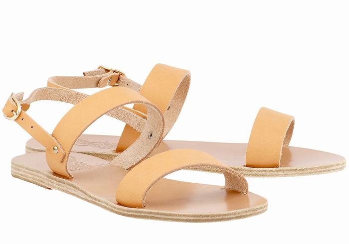 Women Ancient Greek Sandals Clio Back-Strap Sandals Beige | EPP1787GH