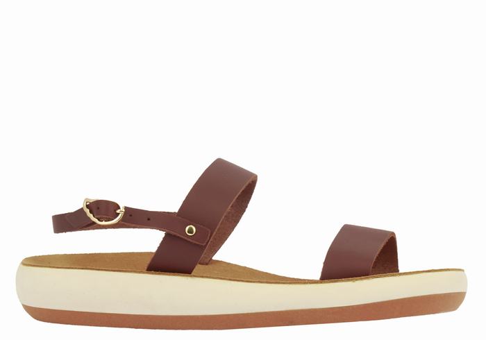 Women Ancient Greek Sandals Clio Comfort Casual Sandals Coffee | OIZ6274DV