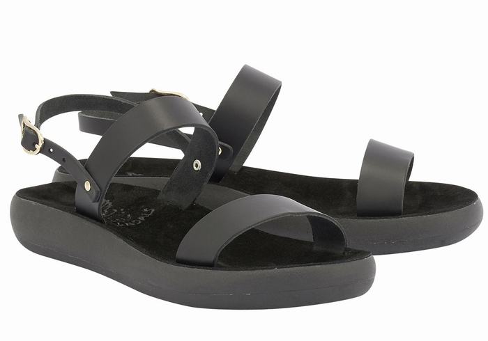 Women Ancient Greek Sandals Clio Comfort Casual Sandals Black | PDS2958AM