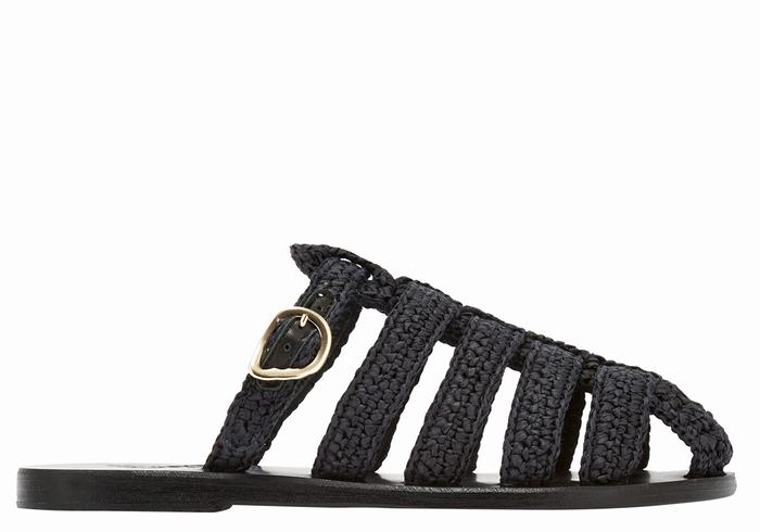 Women Ancient Greek Sandals Cosmia Fisherman Sandals Black | BJP456GF